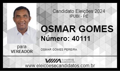 Candidato OSMAR GOMES 2024 - IPUBI - Eleições