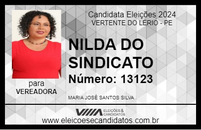 Candidato NILDA DO SINDICATO 2024 - VERTENTE DO LÉRIO - Eleições