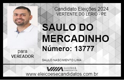 Candidato SAULO DO MERCADINHO 2024 - VERTENTE DO LÉRIO - Eleições