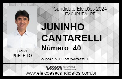 Candidato JUNINHO CANTARELLI 2024 - ITACURUBA - Eleições