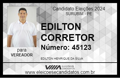 Candidato EDILTON CORRETOR  2024 - SURUBIM - Eleições