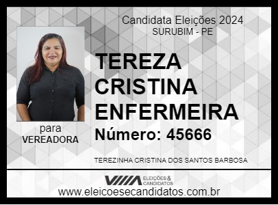 Candidato TEREZA CRISTINA ENFERMEIRA 2024 - SURUBIM - Eleições