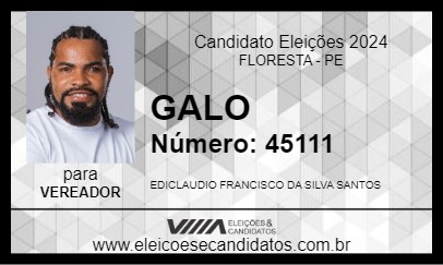 Candidato GALO 2024 - FLORESTA - Eleições