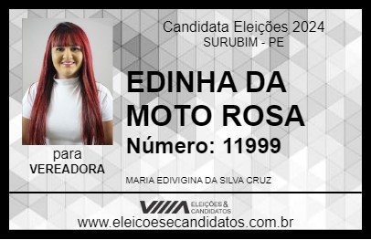 Candidato EDINHA DA MOTO ROSA 2024 - SURUBIM - Eleições