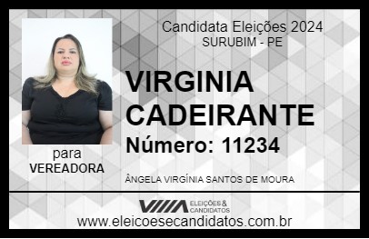 Candidato VIRGINIA CADEIRANTE 2024 - SURUBIM - Eleições