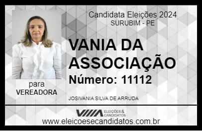 Candidato VANIA DA ASSOCIAÇÃO 2024 - SURUBIM - Eleições