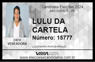 Candidato LULU DA CARTELA 2024 - ARCOVERDE - Eleições