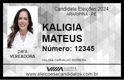 Candidato KALIGIA MATEUS 2024 - ARARIPINA - Eleições