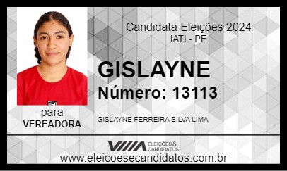 Candidato GISLAYNE 2024 - IATI - Eleições