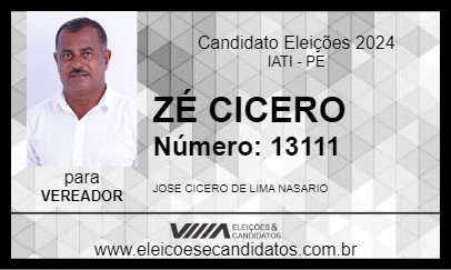 Candidato ZÉ CICERO 2024 - IATI - Eleições