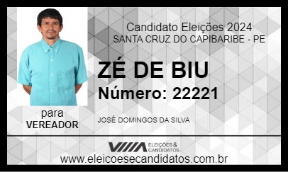 Candidato ZÉ DE BIU 2024 - SANTA CRUZ DO CAPIBARIBE - Eleições