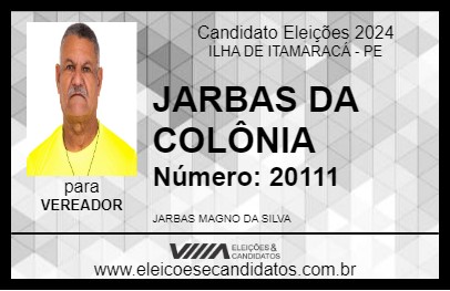 Candidato JARBAS DA COLÔNIA 2024 - ILHA DE ITAMARACÁ - Eleições