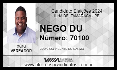 Candidato NEGO DU 2024 - ILHA DE ITAMARACÁ - Eleições