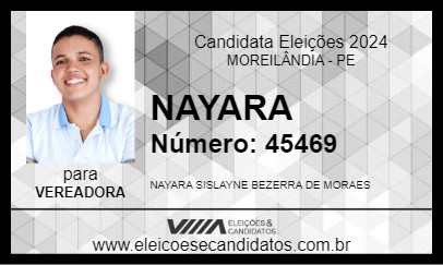 Candidato NAYARA 2024 - MOREILÂNDIA - Eleições