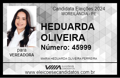 Candidato HEDUARDA OLIVEIRA 2024 - MOREILÂNDIA - Eleições