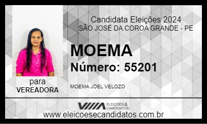 Candidato MOEMA 2024 - SÃO JOSÉ DA COROA GRANDE - Eleições