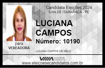 Candidato LUCIANA CAMPOS 2024 - ILHA DE ITAMARACÁ - Eleições