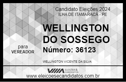 Candidato WELLINGTON DO SOSSEGO 2024 - ILHA DE ITAMARACÁ - Eleições