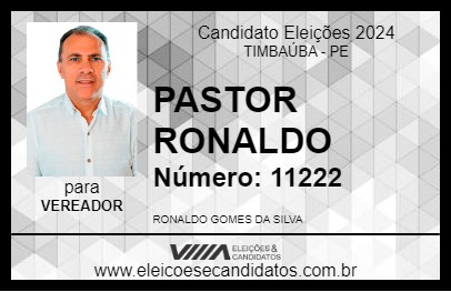 Candidato PASTOR RONALDO 2024 - TIMBAÚBA - Eleições