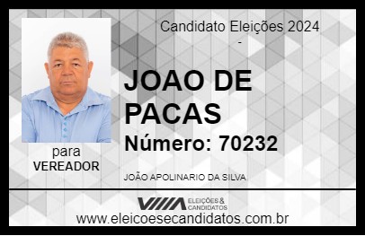 Candidato JOAO DE PACAS 2024 - VITÓRIA DE SANTO ANTÃO - Eleições