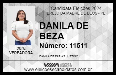 Candidato DANILA DE BEZA 2024 - BREJO DA MADRE DE DEUS - Eleições