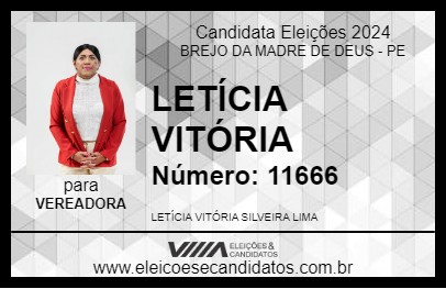 Candidato LETÍCIA VITÓRIA 2024 - BREJO DA MADRE DE DEUS - Eleições