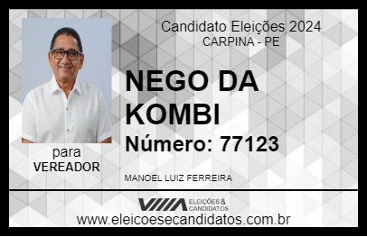 Candidato NECO DA KOMBI 2024 - CARPINA - Eleições