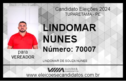 Candidato LINDOMAR NUNES 2024 - TUPARETAMA - Eleições