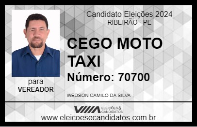 Candidato CEGO MOTO TAXI 2024 - RIBEIRÃO - Eleições