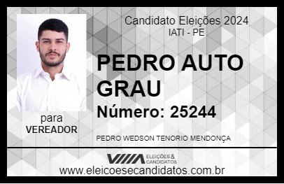 Candidato PEDRO AUTO GRAU 2024 - IATI - Eleições