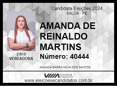 Candidato AMANDA DE REINALDO MARTINS 2024 - SALOÁ - Eleições