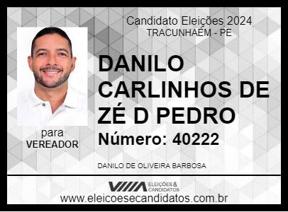 Candidato DANILO DE CARLINHOS 2024 - TRACUNHAÉM - Eleições