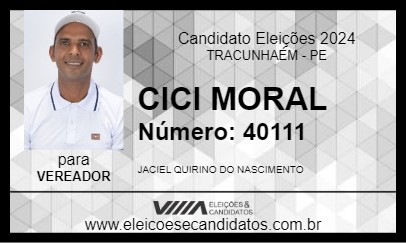 Candidato CICI MORAL 2024 - TRACUNHAÉM - Eleições