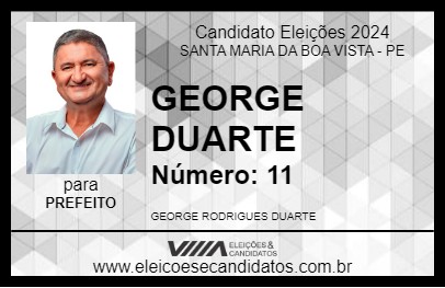 Candidato GEORGE DUARTE 2024 - SANTA MARIA DA BOA VISTA - Eleições