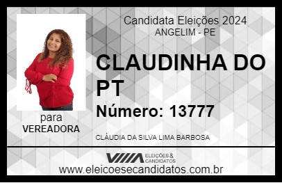 Candidato CLAUDINHA DO PT 2024 - ANGELIM - Eleições