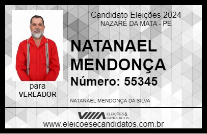 Candidato NATANAEL MENDONÇA 2024 - NAZARÉ DA MATA - Eleições