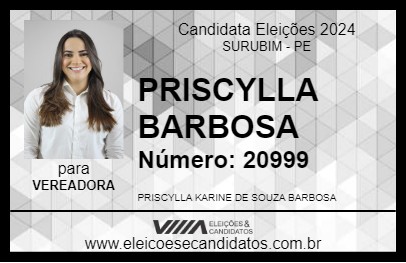 Candidato PRISCYLLA BARBOSA 2024 - SURUBIM - Eleições