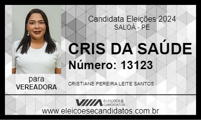 Candidato CRIS DA SAÚDE 2024 - SALOÁ - Eleições