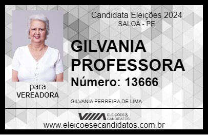 Candidato GILVANIA PROFESSORA 2024 - SALOÁ - Eleições