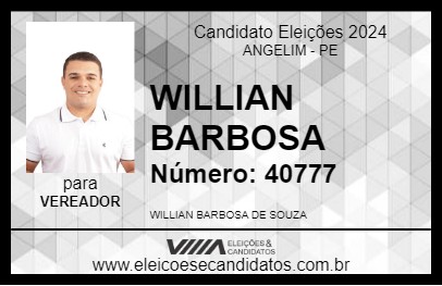 Candidato WILLIAN BARBOSA 2024 - ANGELIM - Eleições