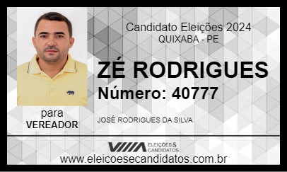 Candidato ZÉ RODRIGUES 2024 - QUIXABA - Eleições