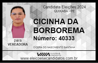 Candidato CICINHA DA BORBOREMA 2024 - QUIXABA - Eleições