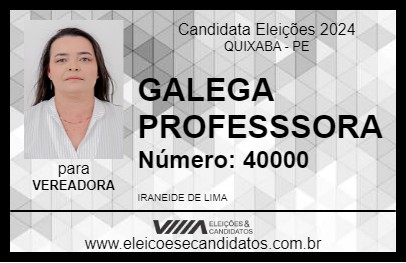 Candidato GALEGA PROFESSORA 2024 - QUIXABA - Eleições