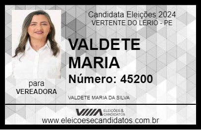 Candidato VALDETE MARIA 2024 - VERTENTE DO LÉRIO - Eleições