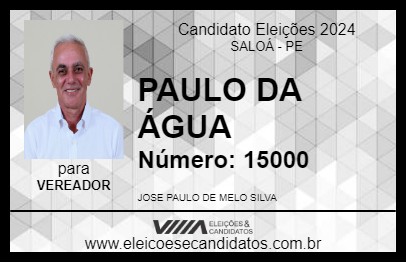 Candidato PAULO DA ÁGUA 2024 - SALOÁ - Eleições