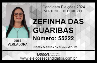 Candidato ZEFINHA DAS GUARIBAS 2024 - VERTENTE DO LÉRIO - Eleições