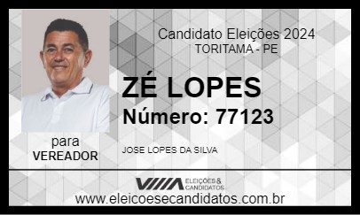 Candidato ZÉ LOPES 2024 - TORITAMA - Eleições