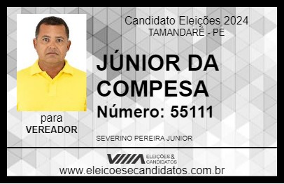 Candidato JUNIOR DA ÁGUA 2024 - TAMANDARÉ - Eleições