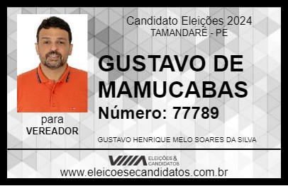 Candidato GUSTAVO DE MAMUCABAS 2024 - TAMANDARÉ - Eleições