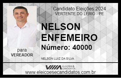 Candidato NELSON ENFEMEIRO 2024 - VERTENTE DO LÉRIO - Eleições